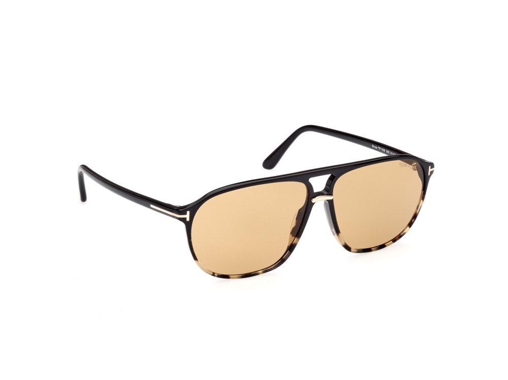 Sunglasses Tom Ford Bruce FT1026 (05E) color nero / altro shape navigator lenses marrone