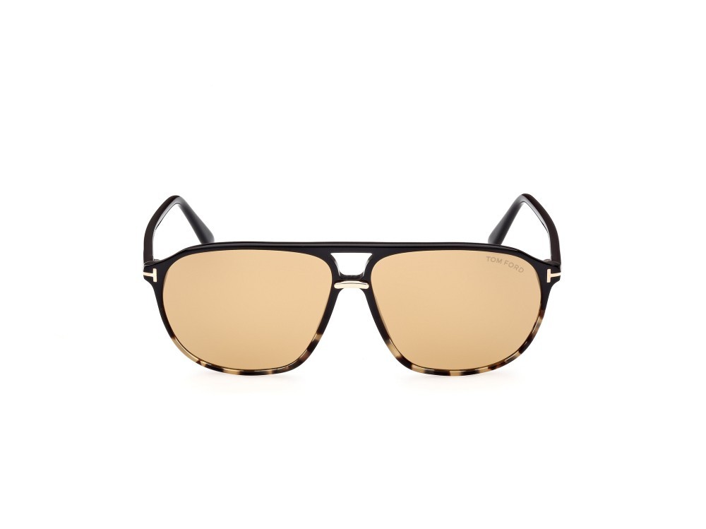 Sunglasses Tom Ford Bruce FT1026 (05E) color nero / altro shape navigator lenses marrone