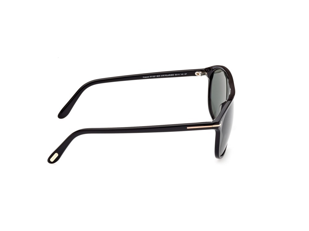 Sonnenbrillen Tom Ford Prescott FT1027 (01R) farbe nero lucido form navigator gläser verde polar.