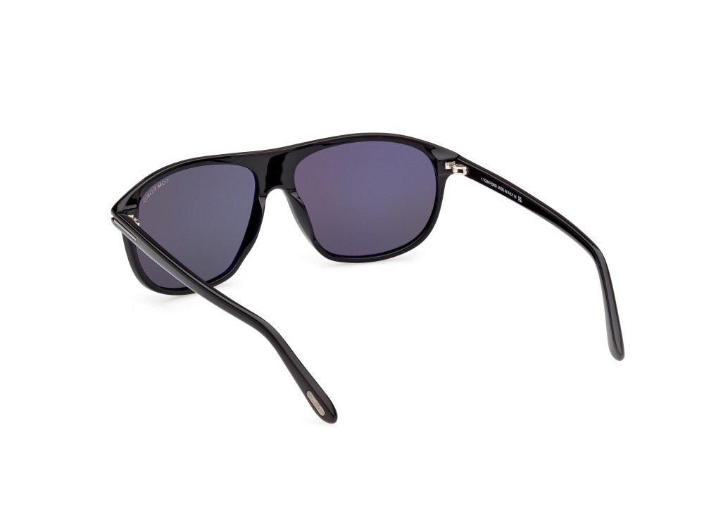 Sunglasses Tom Ford Prescott FT1027-N (01A) color nero lucido shape navigator lenses fumo