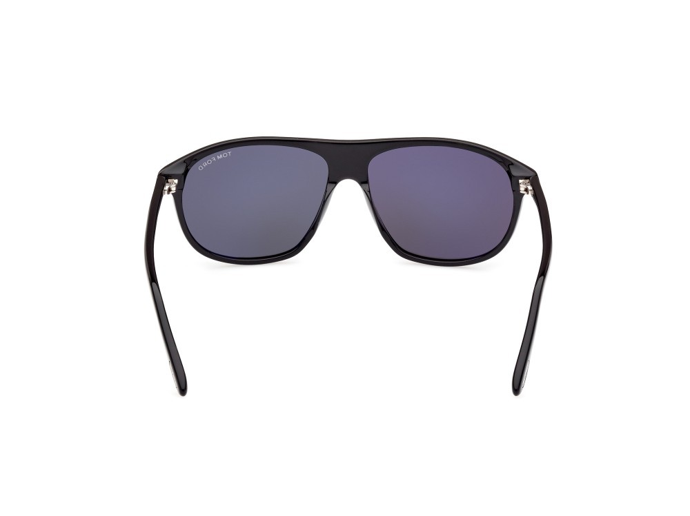 Sunglasses Tom Ford Prescott FT1027-N (01A) color nero lucido shape navigator lenses fumo