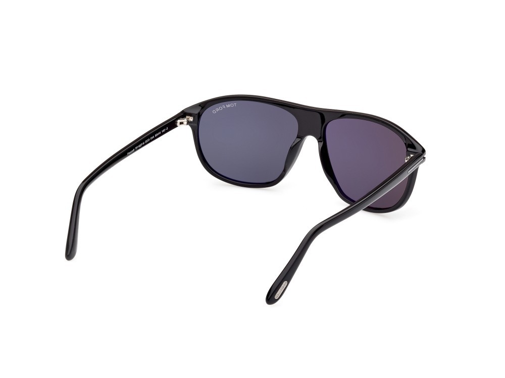 Sunglasses Tom Ford Prescott FT1027-N (01A) color nero lucido shape navigator lenses fumo