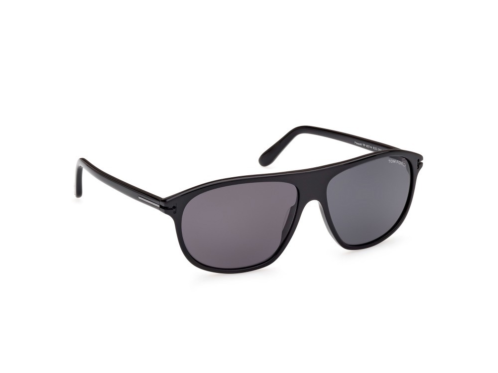 Sunglasses Tom Ford Prescott FT1027-N (01A) color nero lucido shape navigator lenses fumo