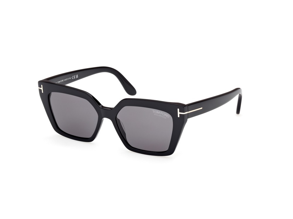 Sonnenbrillen Tom Ford Winona FT1030 (01D) farbe nero lucido form cat-eye gläser fumo polar.