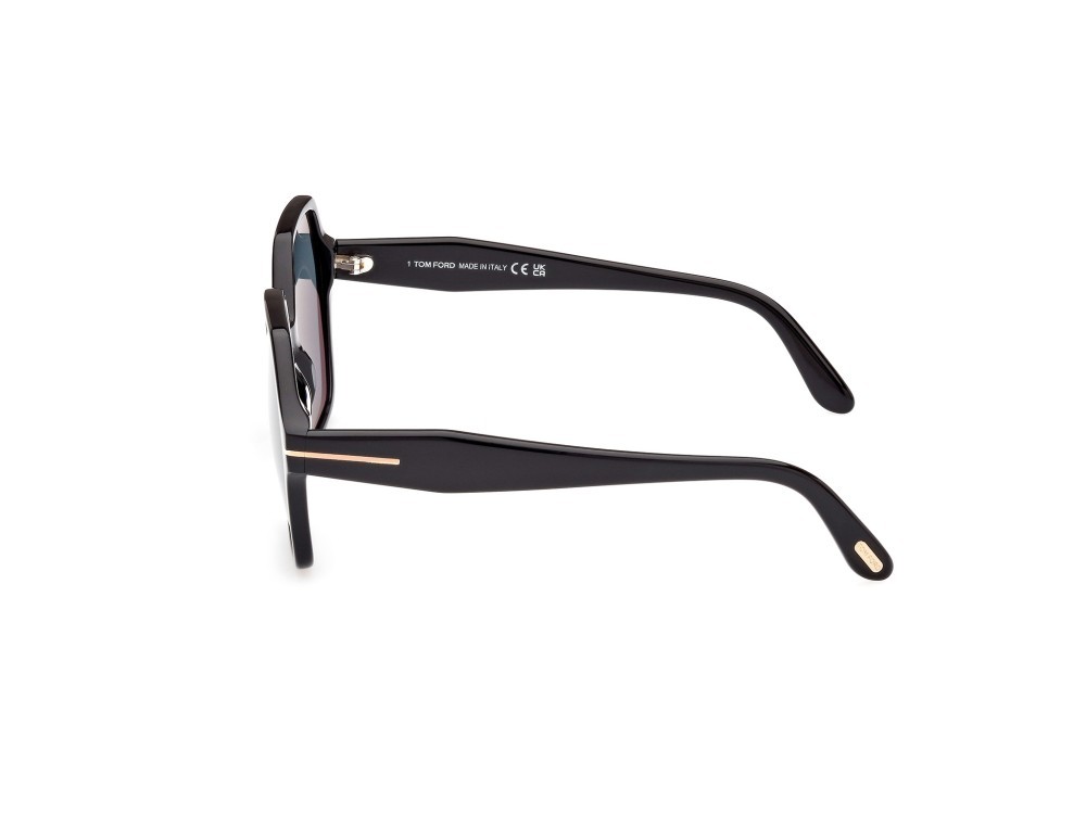 Sunglasses Tom Ford Romy FT1032 (01A) color nero lucido shape geometric lenses fumo