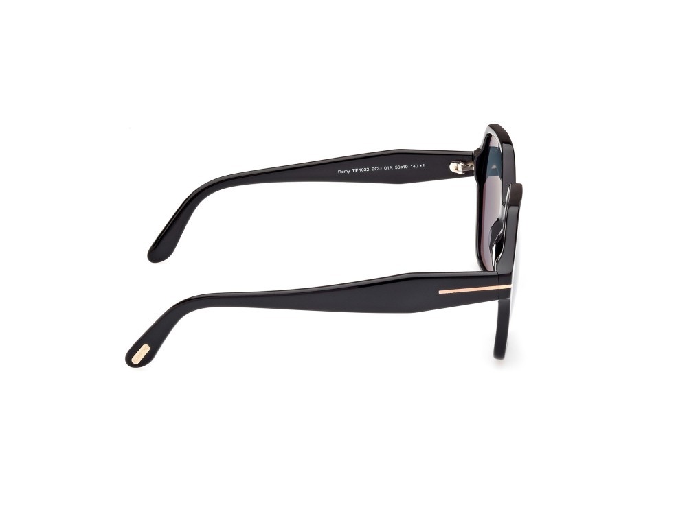 Sunglasses Tom Ford Romy FT1032 (01A) color nero lucido shape geometric lenses fumo