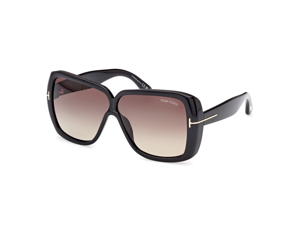 Sonnenbrillen Tom Ford Marilyn FT1037 (01B) farbe nero lucido form schmetterling gläser fumo grad.