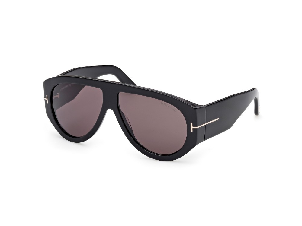Sunglasses Tom Ford Bronson FT1044 (01A) color nero lucido shape aviator lenses fumo