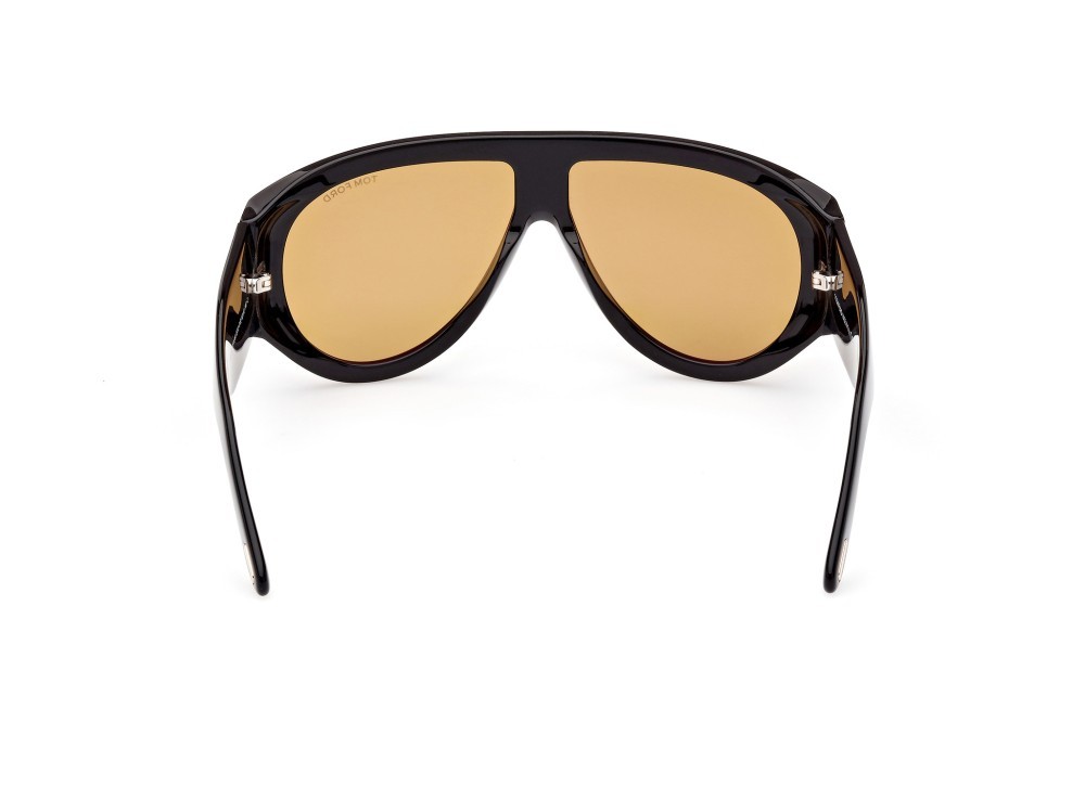 Sunglasses Tom Ford Bronson FT1044 (01E) color nero lucido shape aviator lenses marrone