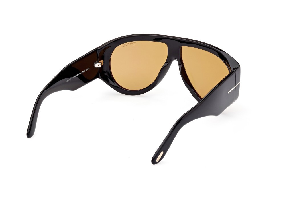 Sunglasses Tom Ford Bronson FT1044 (01E) color nero lucido shape aviator lenses marrone