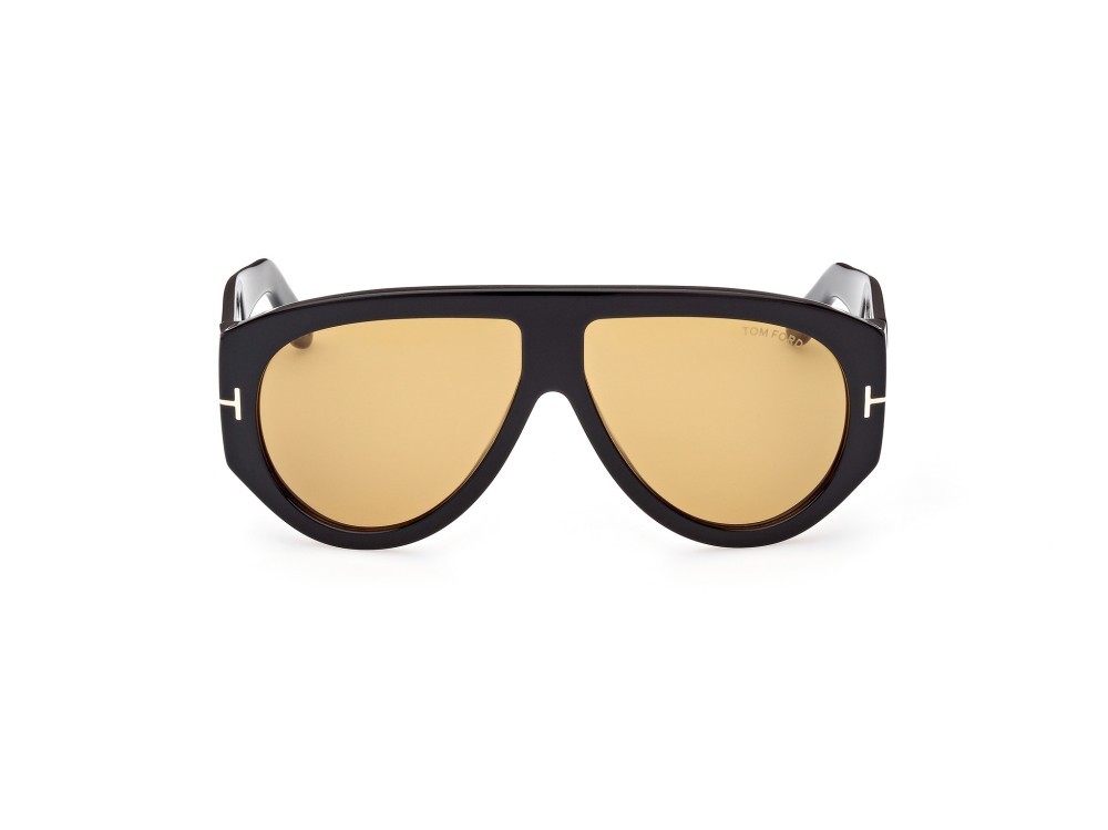Sunglasses Tom Ford Bronson FT1044 (01E) color nero lucido shape aviator lenses marrone