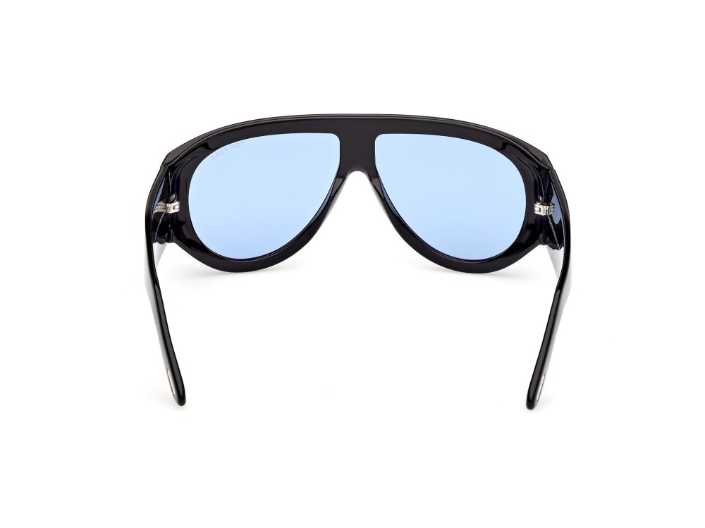 Occhiali da sole Tom Ford Bronson FT1044 (01V) colore nero lucido forma aviator lenti blu