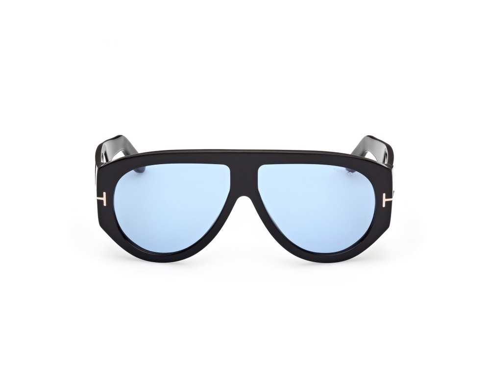 Occhiali da sole Tom Ford Bronson FT1044 (01V) colore nero lucido forma aviator lenti blu
