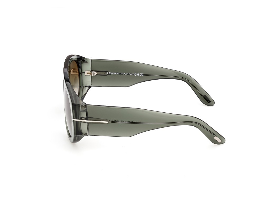 Sunglasses Tom Ford Bronson FT1044 (93B) color verde chiaro lucido shape aviator lenses fumo grad.
