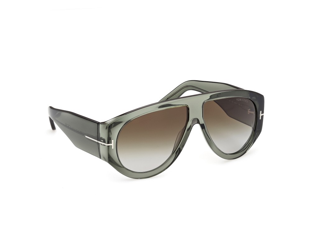 Sunglasses Tom Ford Bronson FT1044 (93B) color verde chiaro lucido shape aviator lenses fumo grad.