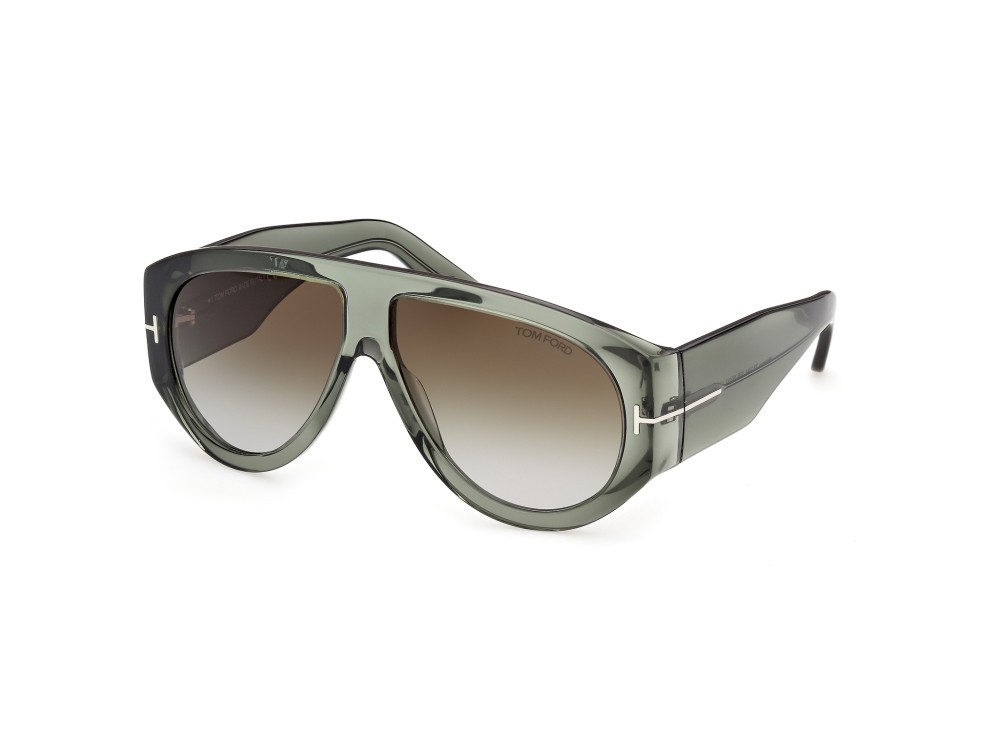 Sunglasses Tom Ford Bronson FT1044 (93B) color verde chiaro lucido shape aviator lenses fumo grad.