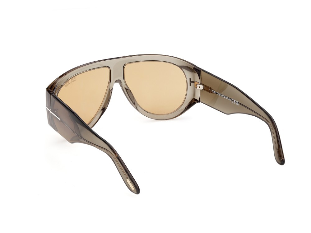 Occhiali da sole Tom Ford Bronson FT1044 (93E) colore verde chiaro lucido forma aviator lenti marrone