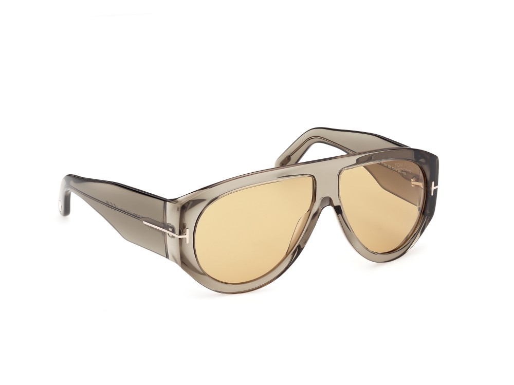 Occhiali da sole Tom Ford Bronson FT1044 (93E) colore verde chiaro lucido forma aviator lenti marrone