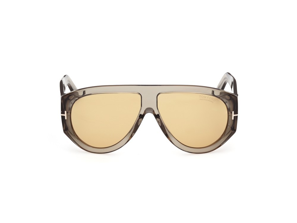 Occhiali da sole Tom Ford Bronson FT1044 (93E) colore verde chiaro lucido forma aviator lenti marrone