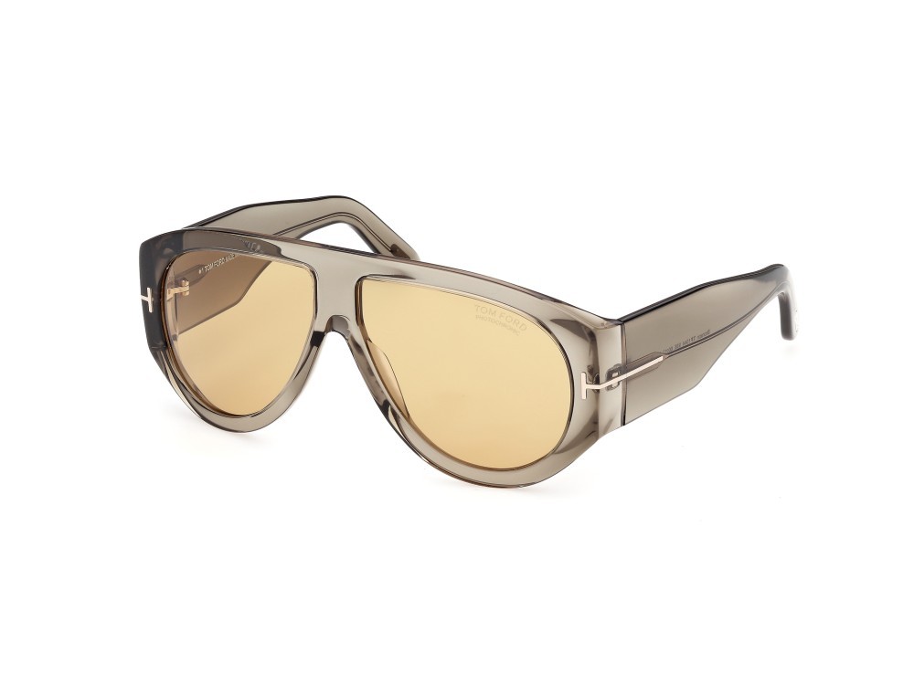 Occhiali da sole Tom Ford Bronson FT1044 (93E) colore verde chiaro lucido forma aviator lenti marrone