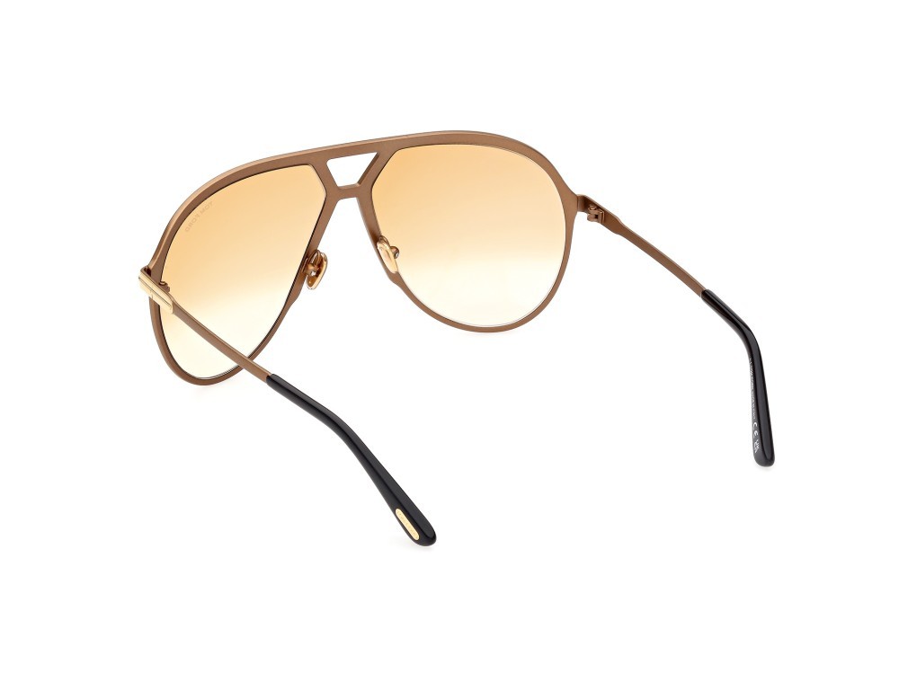 Sunglasses Tom Ford Xavier FT1060 (30F) color oro carico lucido shape aviator lenses marrone grad.