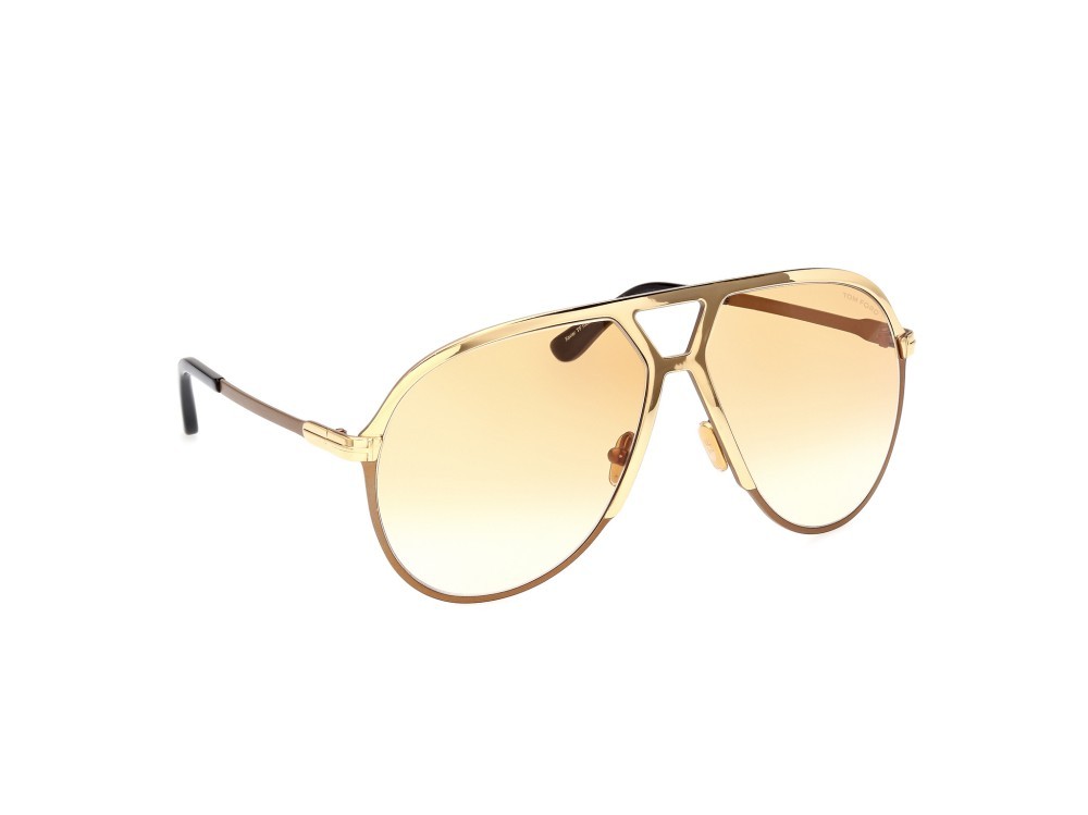 Sunglasses Tom Ford Xavier FT1060 (30F) color oro carico lucido shape aviator lenses marrone grad.