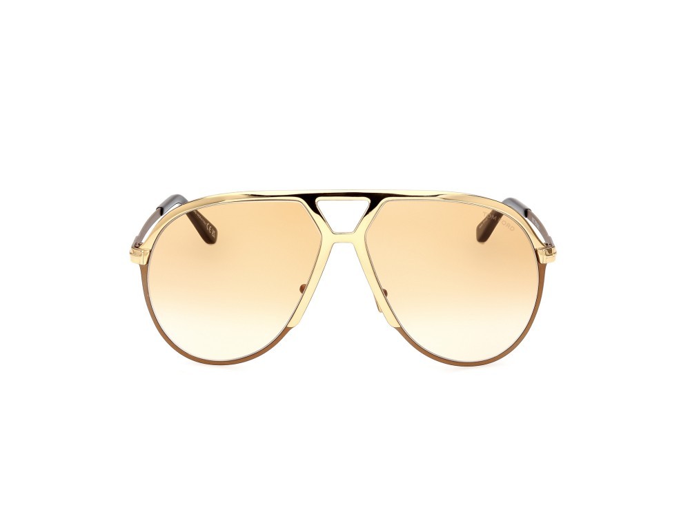 Sunglasses Tom Ford Xavier FT1060 (30F) color oro carico lucido shape aviator lenses marrone grad.