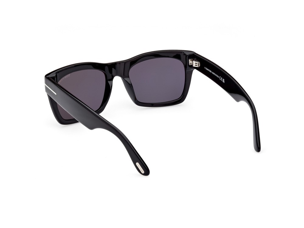 Sonnenbrillen Tom Ford Nico-02 FT1062 (01A) farbe nero lucido form quadratisch gläser fumo
