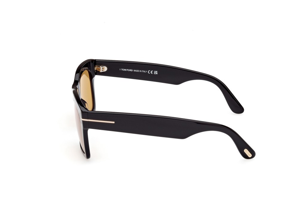 Sonnenbrillen Tom Ford Nico-02 FT1062 (01E) farbe nero lucido form quadratisch gläser marrone