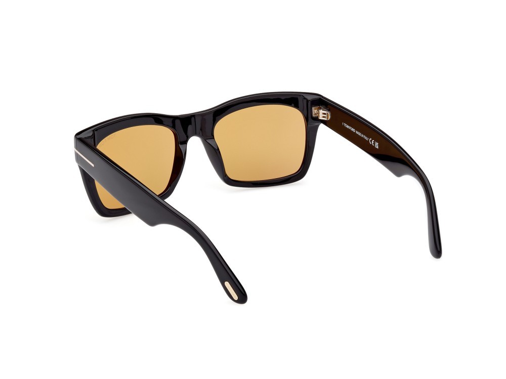 Sonnenbrillen Tom Ford Nico-02 FT1062 (01E) farbe nero lucido form quadratisch gläser marrone
