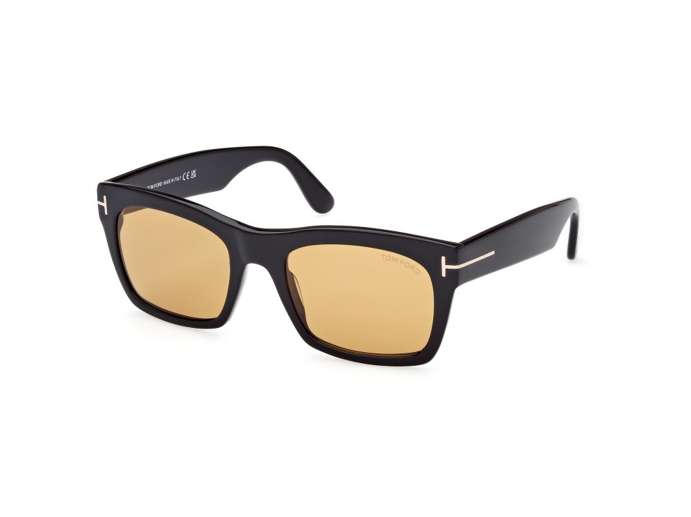 Sonnenbrillen Tom Ford Nico-02 FT1062 (01E) farbe nero lucido form quadratisch gläser marrone
