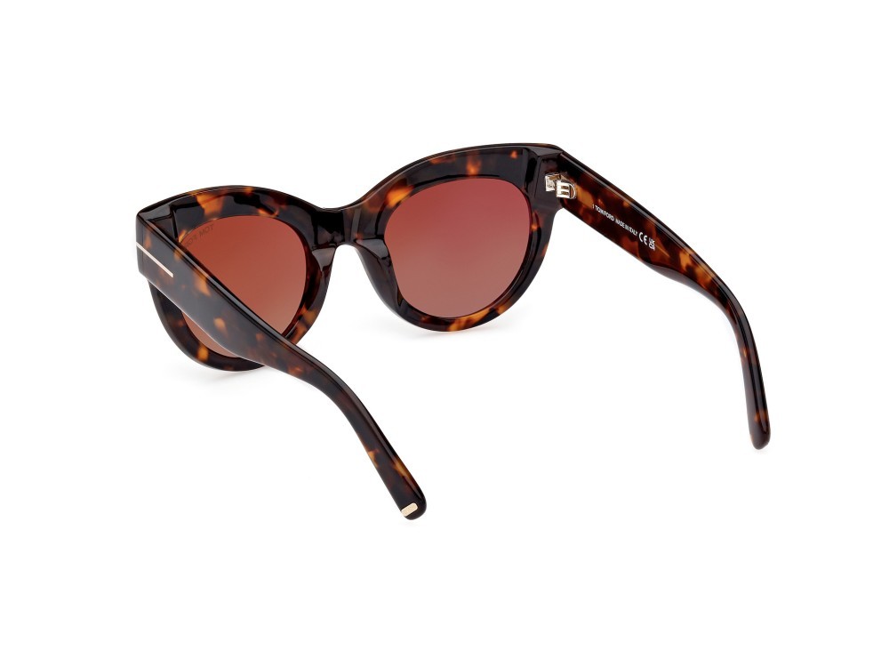 Sonnenbrillen Tom Ford Lucilla FT1063 (52T) farbe avana scura form cat-eye gläser bordeaux grad.