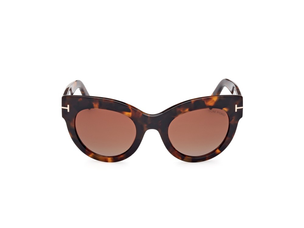 Sonnenbrillen Tom Ford Lucilla FT1063 (52T) farbe avana scura form cat-eye gläser bordeaux grad.