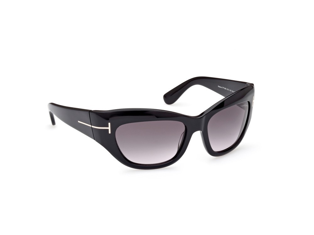 Sonnenbrillen Tom Ford Brianna FT1065 (01B) farbe nero lucido form cat-eye gläser fumo grad.