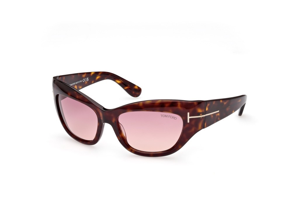 Sonnenbrillen Tom Ford Brianna FT1065 (52T) farbe avana scura form cat-eye gläser bordeaux grad.