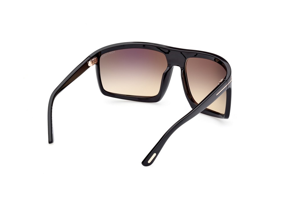 Occhiali da sole Tom Ford Clint-02 FT1066 (01B) colore nero lucido forma mask lenti fumo grad.