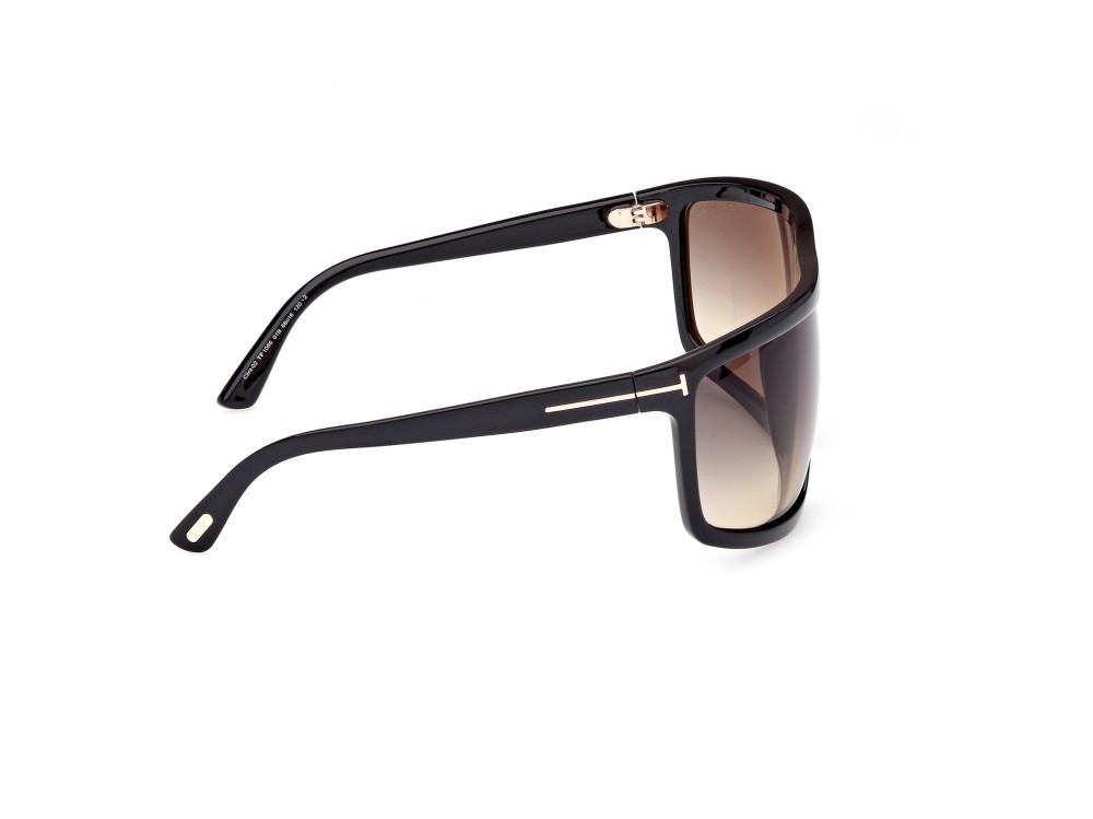 Occhiali da sole Tom Ford Clint-02 FT1066 (01B) colore nero lucido forma mask lenti fumo grad.
