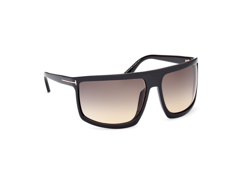 Occhiali da sole Tom Ford Clint-02 FT1066 (01B) colore nero lucido forma mask lenti fumo grad.