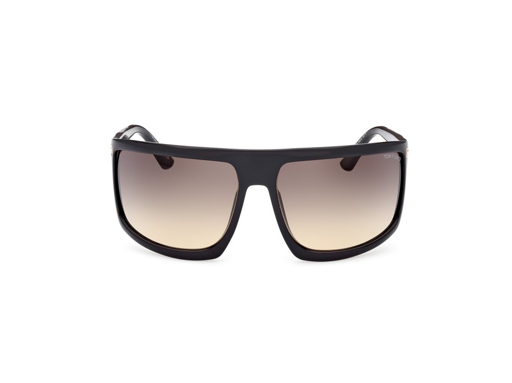 Occhiali da sole Tom Ford Clint-02 FT1066 (01B) colore nero lucido forma mask lenti fumo grad.