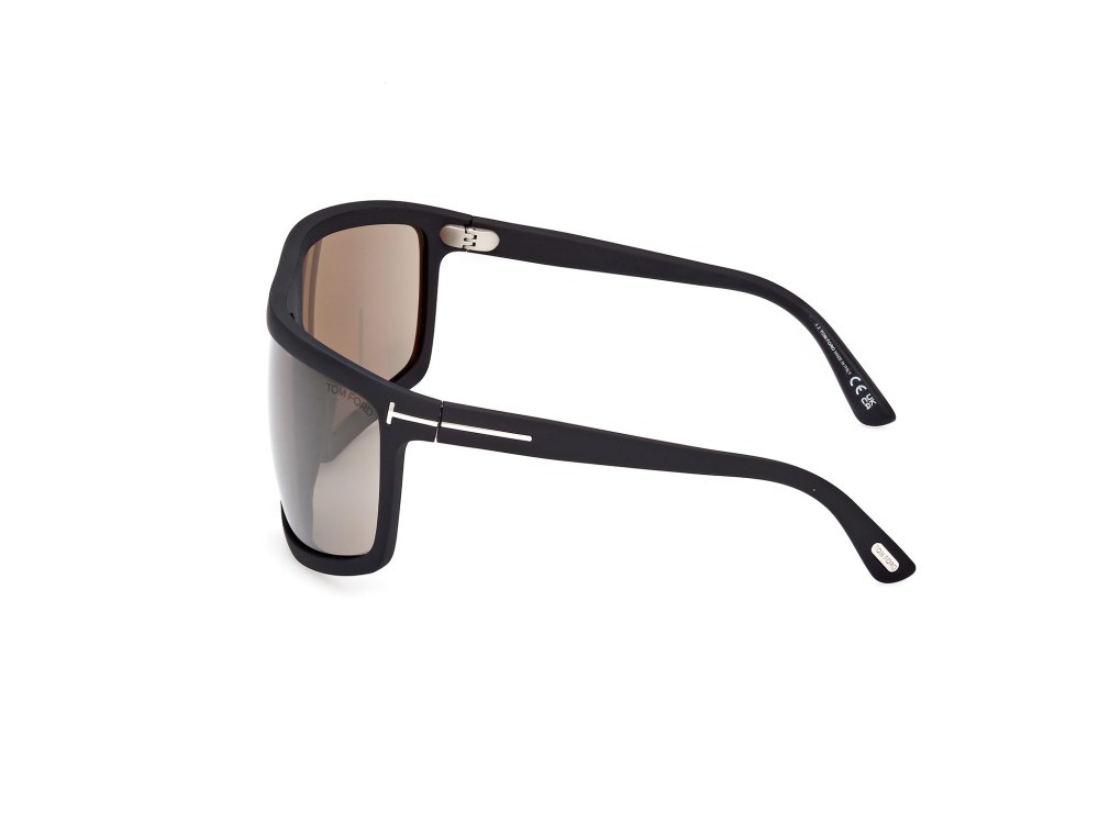 Sonnenbrillen Tom Ford Clint-02 FT1066 (02L) farbe nero opaco form maske gläser roviex specchiato