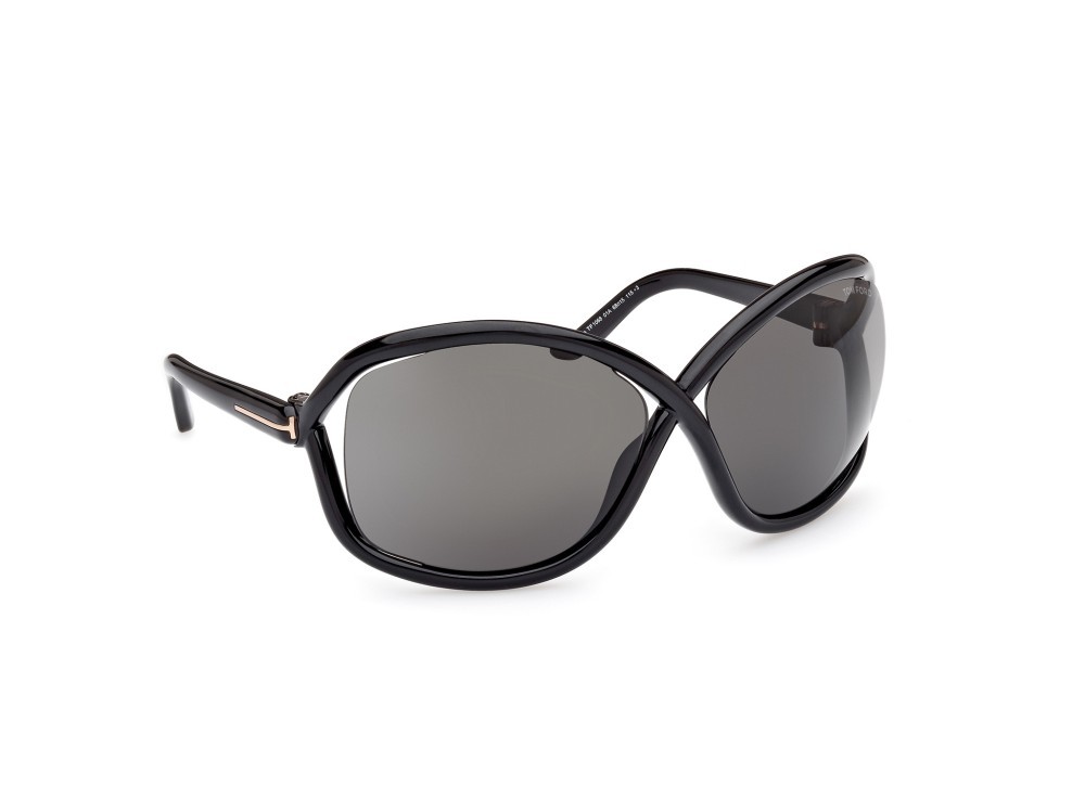 Sonnenbrillen Tom Ford Bettina FT1068 (01A) farbe nero lucido form schmetterling gläser fumo