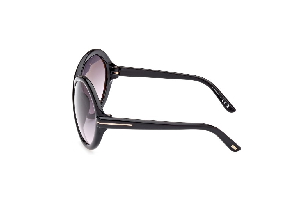 Sunglasses Tom Ford Jada FT1070 (01B) color nero lucido shape butterfly lenses fumo grad.