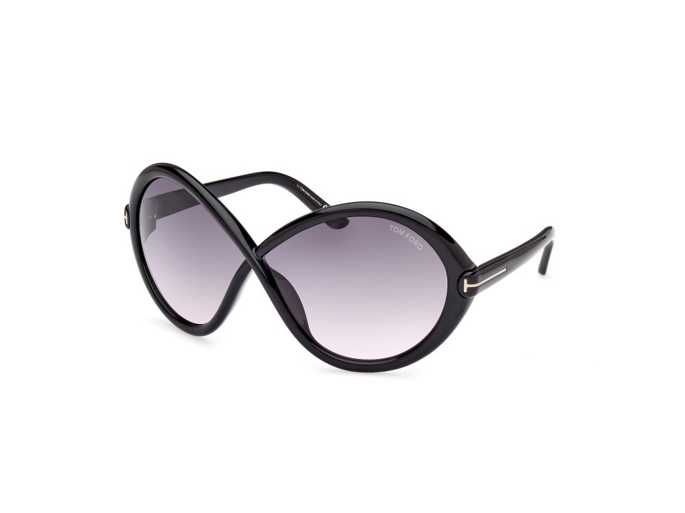 Sunglasses Tom Ford Jada FT1070 (01B) color nero lucido shape butterfly lenses fumo grad.