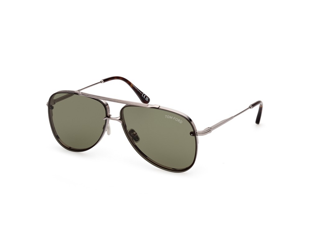 Sonnenbrillen Tom Ford Leon FT1071 (14N) farbe rutenio chiaro lucido form aviator gläser verde