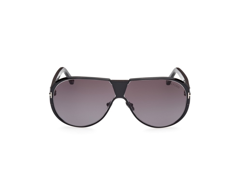 Sonnenbrillen Tom Ford Vincenzo FT1072 (01B) farbe nero lucido form aviator gläser fumo grad.
