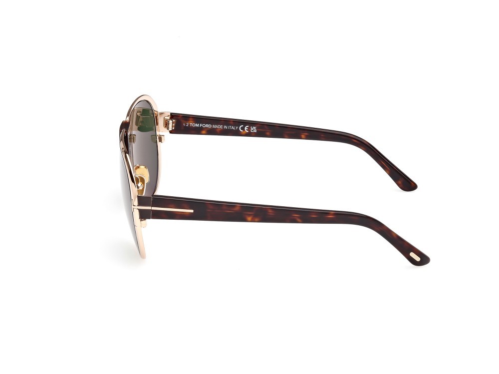 Sonnenbrillen Tom Ford Vincenzo FT1072 (28N) farbe oro rosè lucido form aviator gläser verde