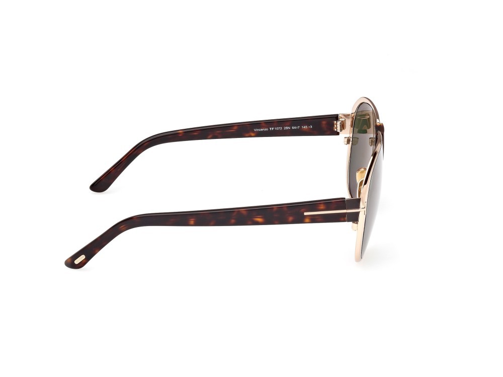Sonnenbrillen Tom Ford Vincenzo FT1072 (28N) farbe oro rosè lucido form aviator gläser verde