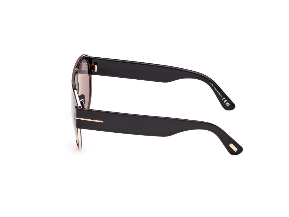 Sonnenbrillen Tom Ford Lyle-02 FT1074 (01C) farbe nero lucido form aviator gläser fumo specchiato