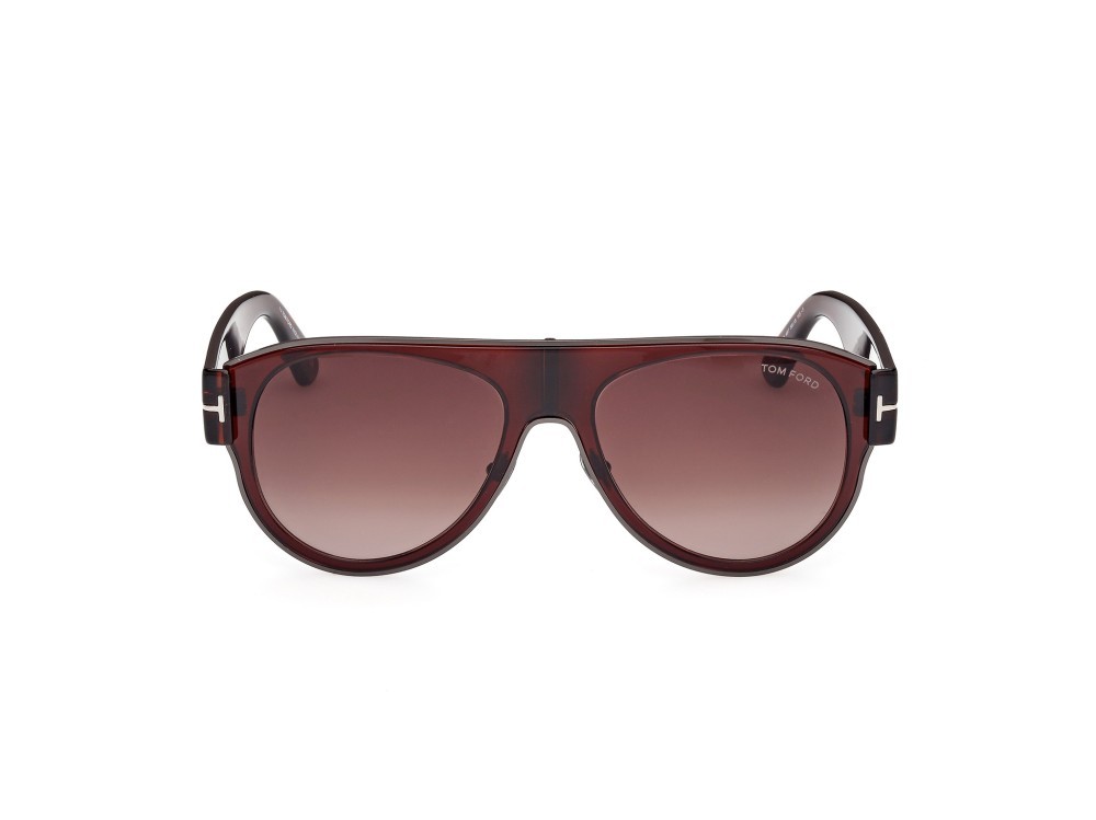 Sonnenbrillen Tom Ford Lyle-02 FT1074 (48T) farbe marrone scuro lucido form aviator gläser bordeaux grad.