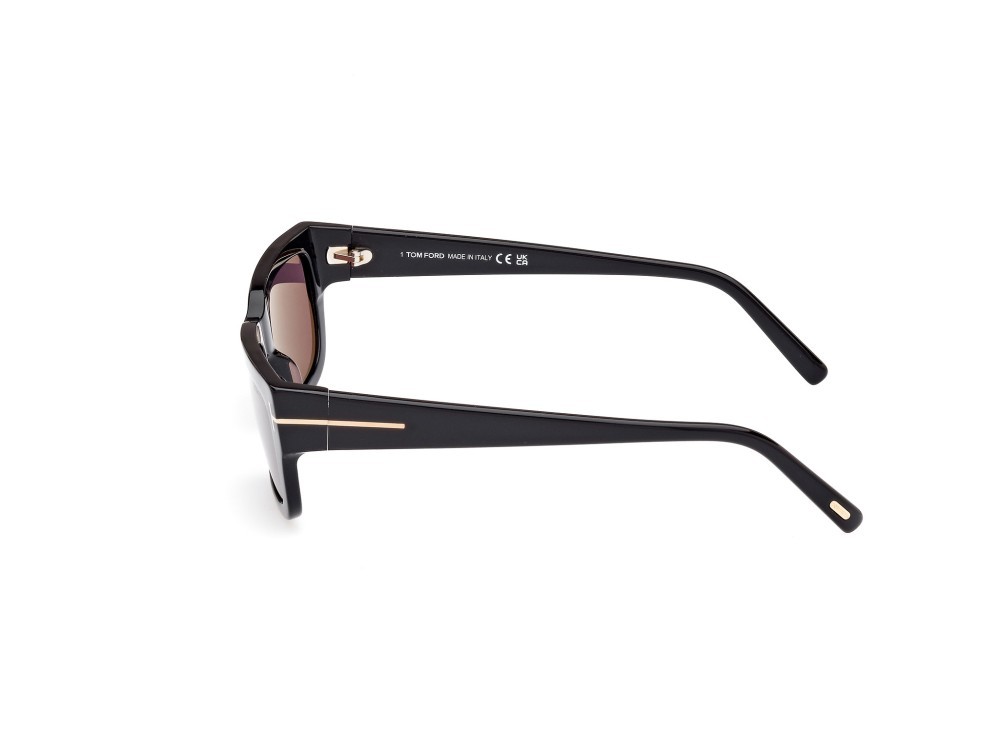 Sonnenbrillen Tom Ford Ezra FT1075 (01A) farbe nero lucido form rechteckig gläser fumo
